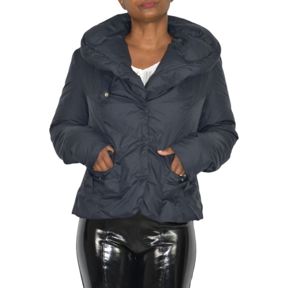 ADD Puffer Jacket Funnel Neck Black Goose Down Short Padded Puffy Winter Coat 8 - Picture 8 of 16